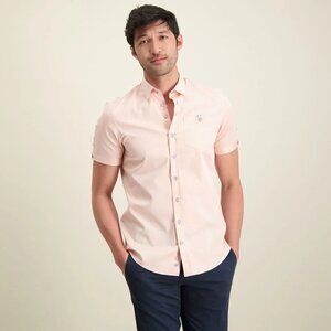 R2 Amsterdam Light Orange 2 PLY Short Sleeve Button Down Shirt